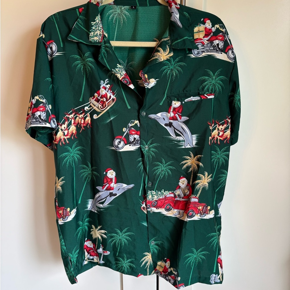 Tropical Green Short Sleeve Shirt Christmas in July
